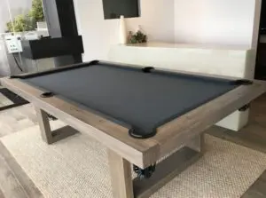 Gray-cloth pool table in a modern La Jolla game room