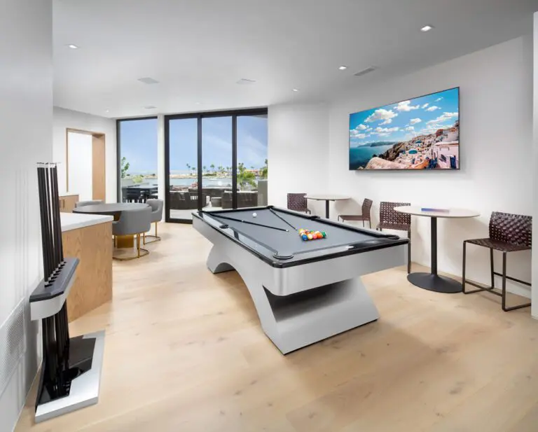 Modern pool table in a modern pool hall