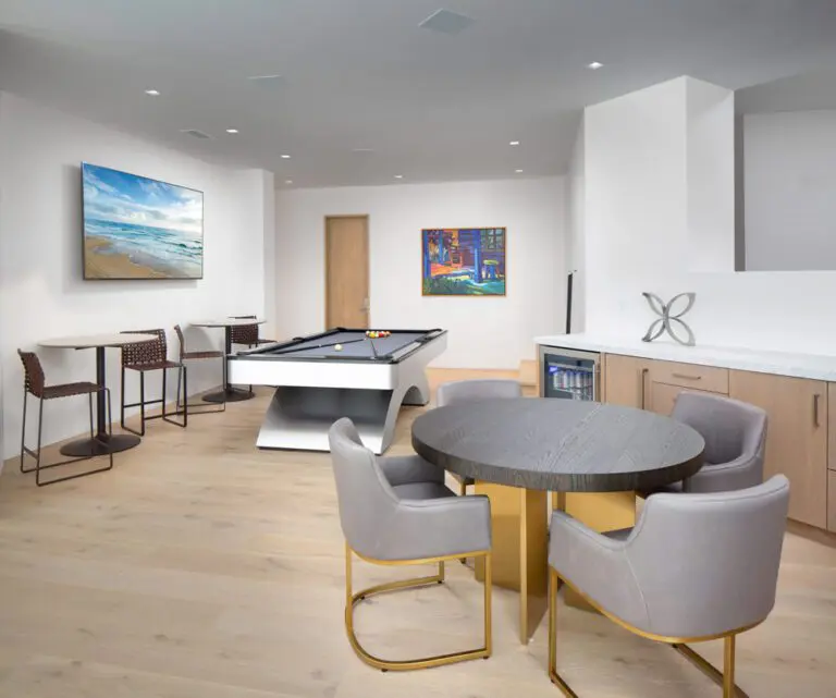 Modern pool table in a modern pool hall