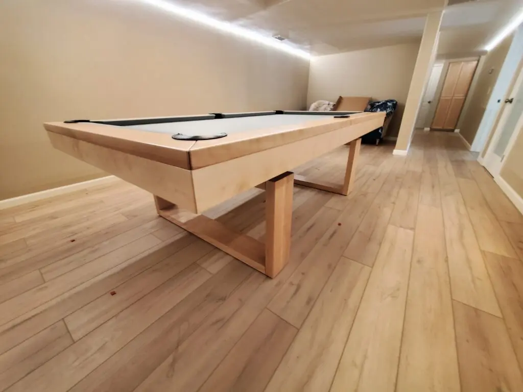 Canada Bridge Pool Table with Naturual Birch Finish and Charcoal Colored Cloth