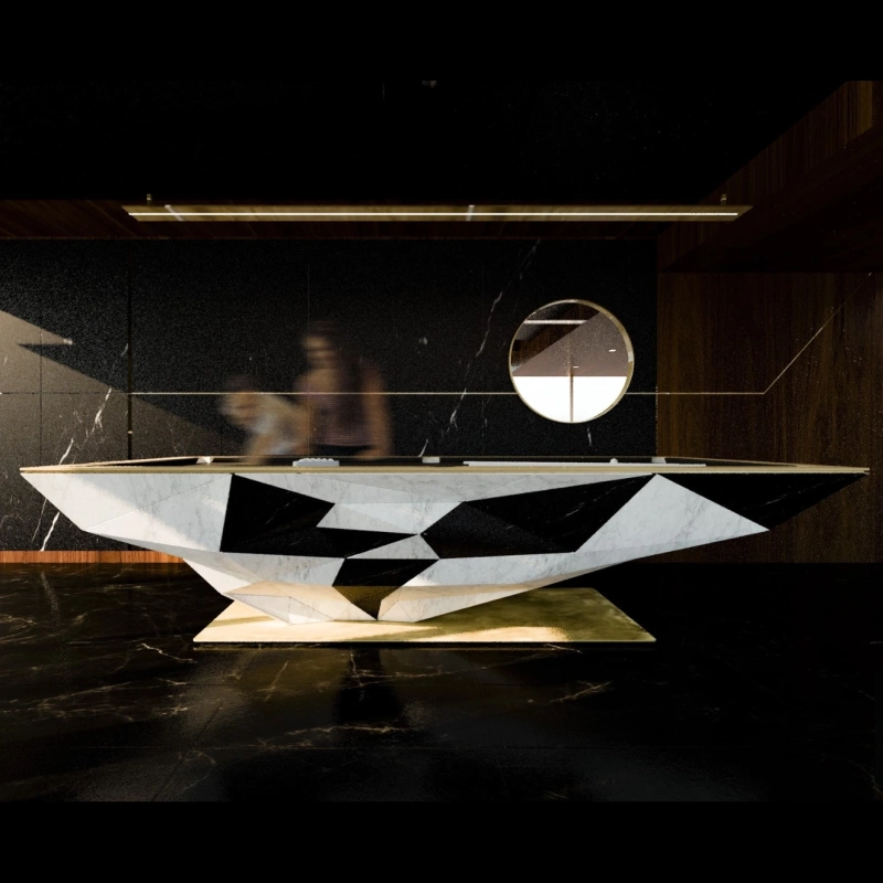 Terra Pool Table Massimiliano Maggio Carrara Marble Black Lacquered 2 1