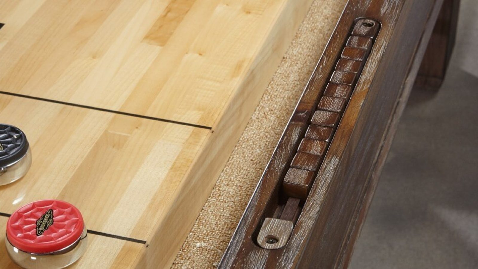 Canton shuffleboard pucks scoring closeup 3