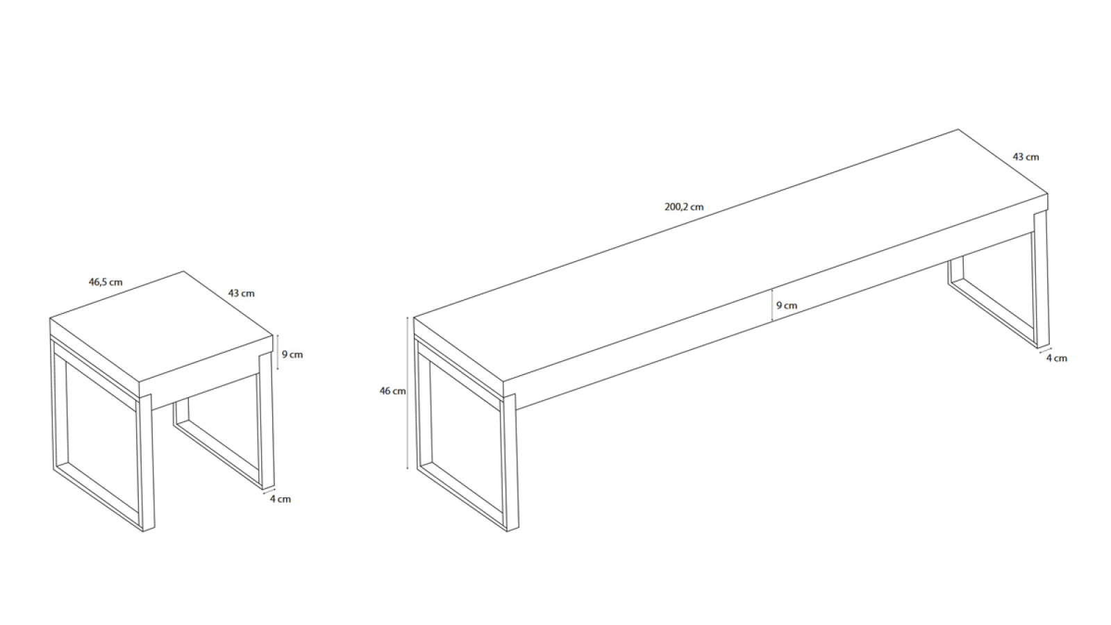 Fusion Bench dimensions