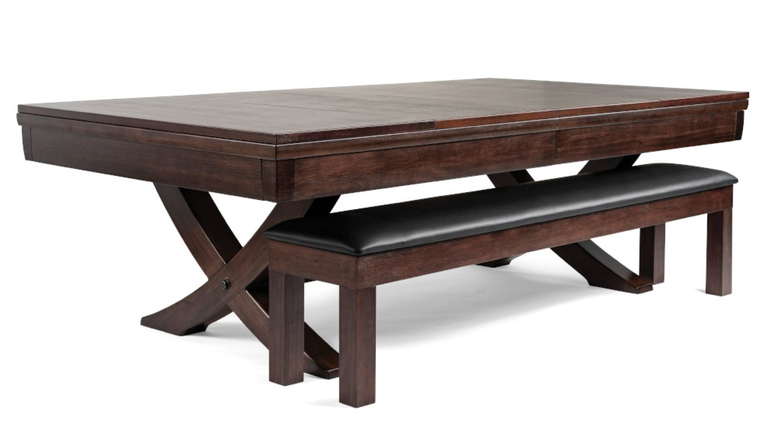 Reagan pool table with dining top and bench