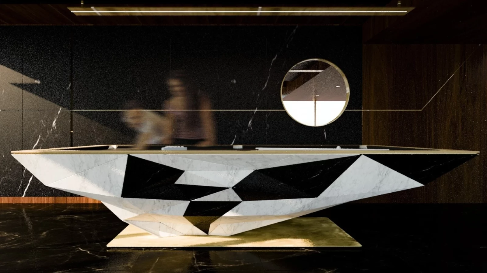 Terra Pool Table Massimiliano Maggio Carrara Marble Black Lacquered 2 1