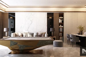 Terra Pool Table Massimiliano Maggio Made in Italy Serpentino Marble Gold