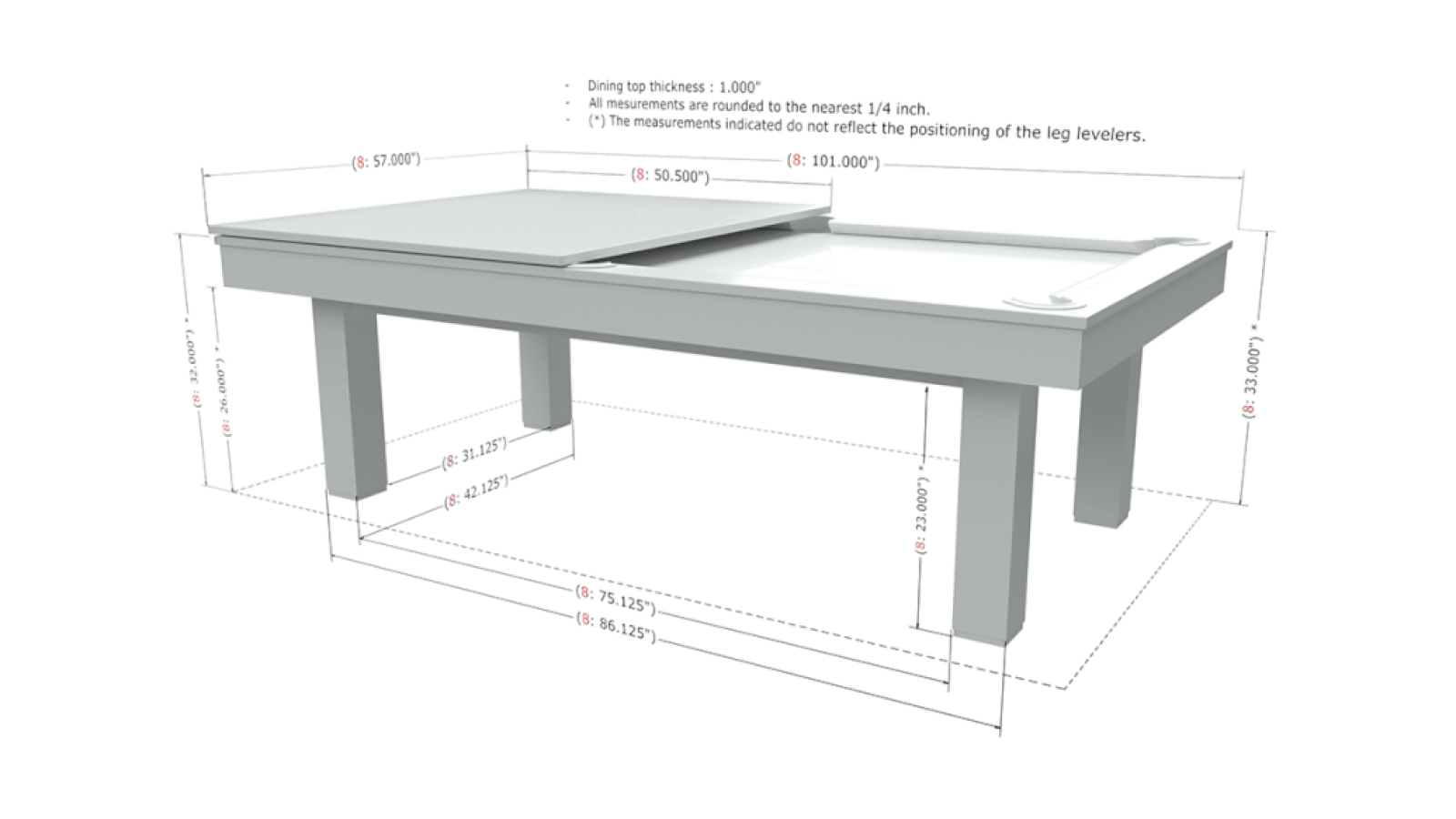 canada billiard euro pool table dimensions