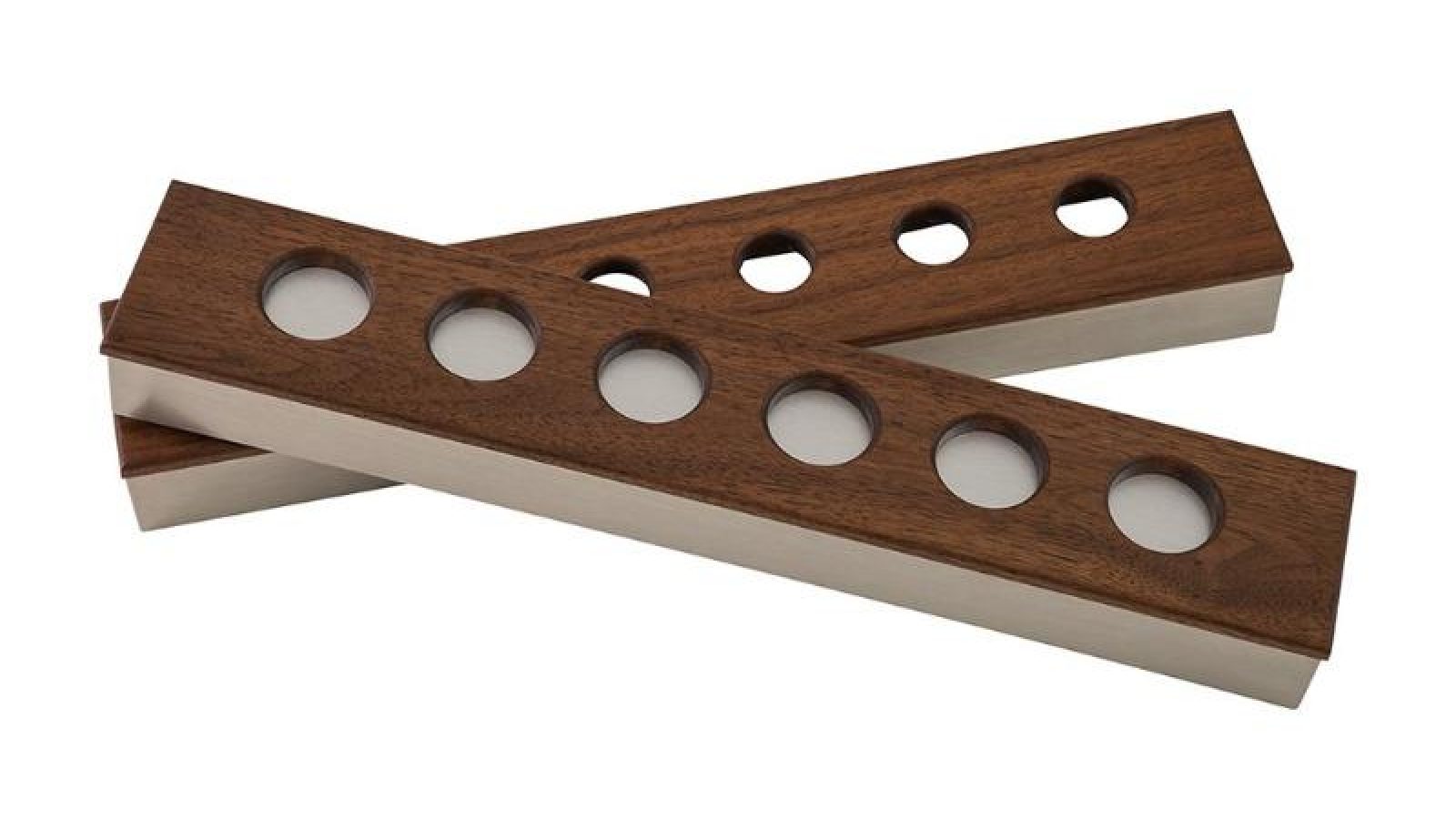 la-condo-cue-rack-2pc-wall-rack-stainless-steel-walnut la condo cue rack 2pc wall rack stainless steel walnut